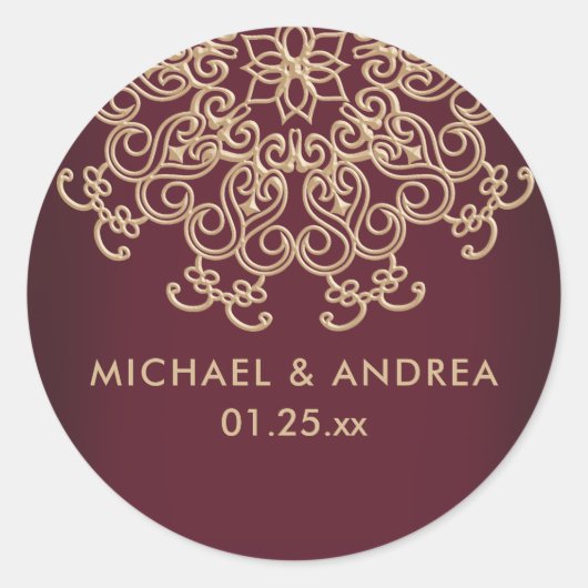 MAROON ET GOLD INDIAN INSPIRÉ ÉTIQUETTE (Devant)