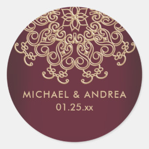 MAROON ET GOLD INDIAN INSPIRÉ ÉTIQUETTE