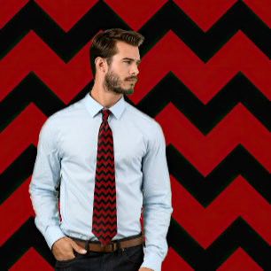 Maroon et noir Zig Zag Cravate à rayures