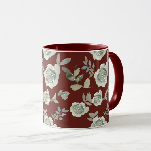 Maroon Floral Mug (Devant droit)