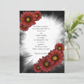 Maroon Floral Sunburst Wedding Invitations Kaart (Staand voorkant)