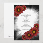 Maroon Floral Sunburst Wedding Invitations Kaart (Voorkant / Achterkant)