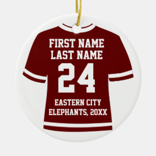 Maroon Foto Football Soccer Hockey Sports Jersey Keramisch Ornament
