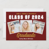 Maroon Fotocollage Klasse van 2025 Afstuderen Aankondiging (Voorkant)