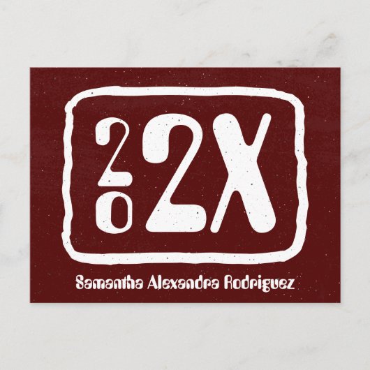 Maroon Funky Class Année Graduation Carte postale (Devant)