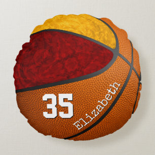 Maroon Geel Meisjes Basketbal Team Kleuren Custom Rond Kussen