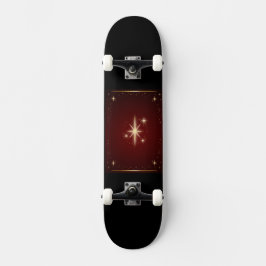 Maroon gekleed in gouden sterren skateboard