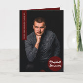 Maroon Geometric Afstuderen Foto Uitnodiging (Voorkant)