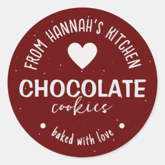 Maroon glitter achtergrond gebakken met liefde ronde sticker