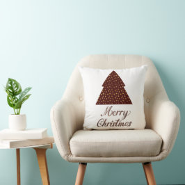 Maroon glitter kerstboom - vrolijke kerstmis kussen