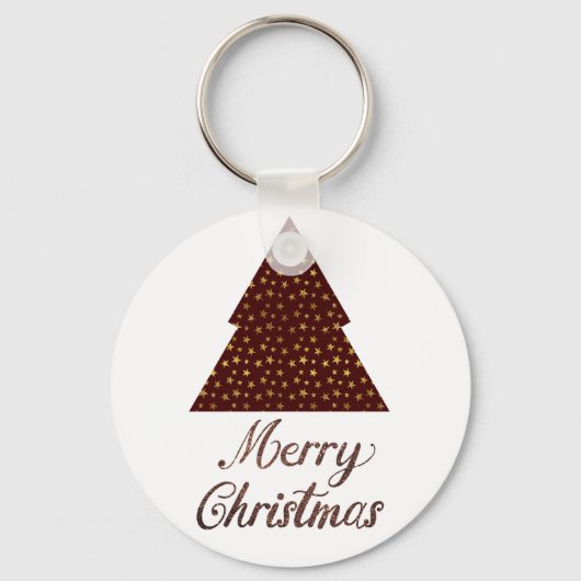 Maroon glitter kerstboom - vrolijke kerstmis sleutelhanger (Voorkant)
