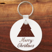 Maroon glitter kerstboom - vrolijke kerstmis sleutelhanger (Voorkant)