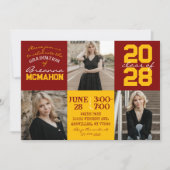 Maroon & Gold 3 Photo Graduation Invitation (Devant)