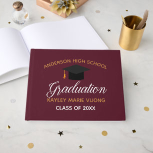 Maroon Gold Afstuderen Autograph Keepsake 2025 Gastenboek