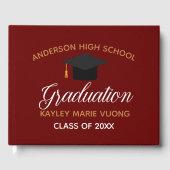 Maroon Gold Afstuderen Autograph Keepsake 2025 Gastenboek (Voorkant)