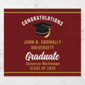 Maroon Gold Afstuderen Custom Graduation Party Bier Etiket (Enkel label)