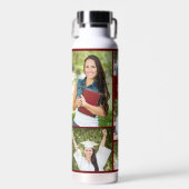 Maroon Gold Afstuderen Fotocollage Afstuderen Gift Waterfles (Voorkant)