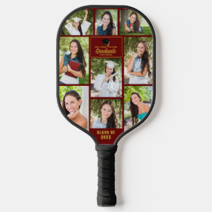 Maroon Gold Afstuderen Fotocollage Afstuderen Pickleball Paddle