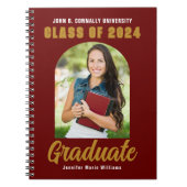 Maroon Gold Afstuderen Photo Arch Afstuderen Notitieboek (Voorkant)