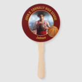 Maroon Gold Basketball Player Photo High School Handwaaier (Achterkant)