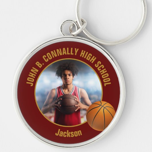 Maroon Gold Basketball Player Photo Sleutelhanger (Voorkant)