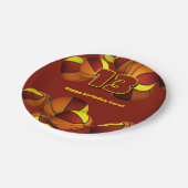 Maroon Gold Basketballs Meisjes Jongens Sportfeest Papieren Bordje (Gekanteld)