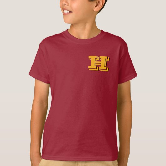 Maroon & Gold Block Letter Style Monogram T-shirt (Voorkant)