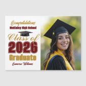 Maroon Gold Class of 2026 Graduation Photo Magnet (Devant)