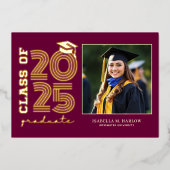 Maroon Gold College Graduation Faire-part photo (Recto)