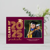 Maroon Gold College Graduation Faire-part photo (Debout devant)