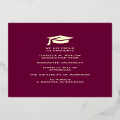 Maroon Gold College Graduation Faire-part photo (Verso)