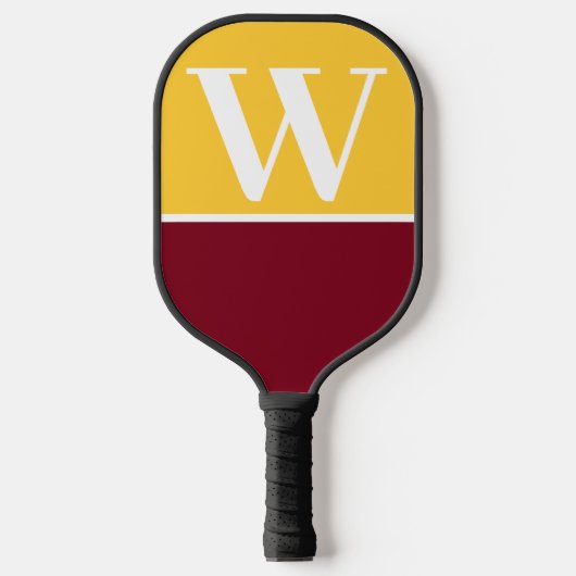 Maroon & Gold College Monogram Pickleball Paddle (Voorkant)
