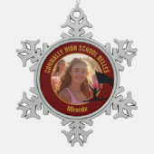 Maroon Gold Color Guard Photo High School Dancer Tin Sneeuwvlok Ornament (Voorkant)