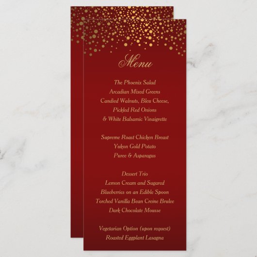 Maroon Gold Confetti élégant - Menu (Devant / Derrière)