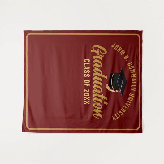 Maroon Gold Custom Gradution Party Photo Booth Wandkleed (Voorkant (horizontaal))