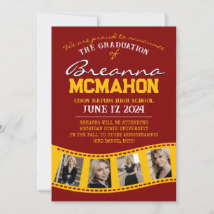 Maroon & Gold Filmstrip Afstuderen Aankondiging
