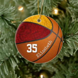maroon gold girale basketbalteamkleuren, aangepast keramisch ornament