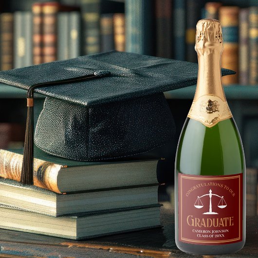 Maroon Gold Law School Afstudeerfeest Sparkling Wijnetiket