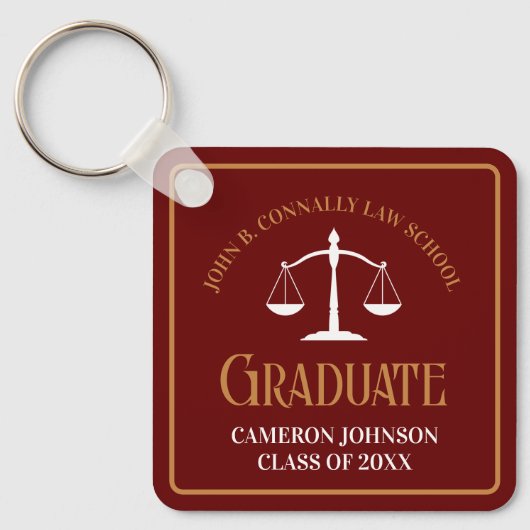 Maroon Gold Law School Afstuderen Keepsake Sleutelhanger (Voorkant)