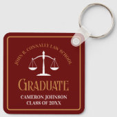 Maroon Gold Law School Afstuderen Keepsake Sleutelhanger (Achterkant)