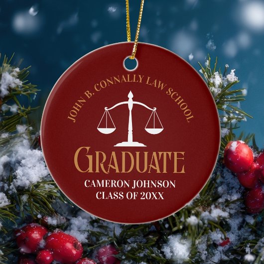 Maroon Gold Law School Afstuderen kerst Keramisch Ornament