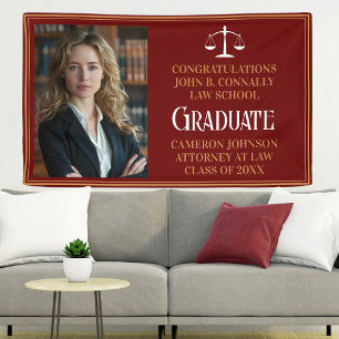 Maroon Gold Law School Foto Afstudeerfeest Spandoek