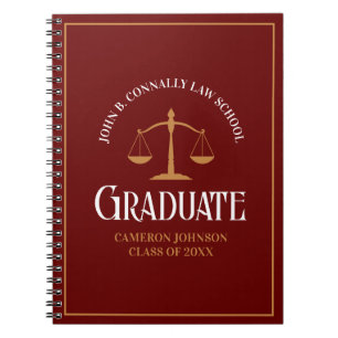 Maroon Gold Law School gepersonaliseerd Afstuderen Notitieboek