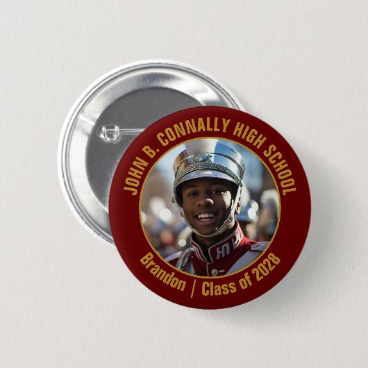 Maroon Gold Marching Band Photo High School Ronde Button 5,7 Cm (Voorkant /achterkant)