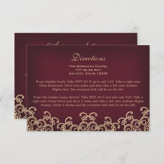 Maroon Gold Marokkaanse Routebeschrijving Accommod Informatiekaartje (Voorkant / Achterkant)