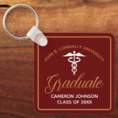 Maroon Gold Medische School Afstuderen Keepsake Sleutelhanger (Voorkant)
