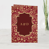 Maroon Gold Paisley Bollywood Style Indian Wedding (Achterkant)