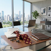 Maroon & Gold Polka Dot Stropdas