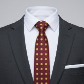 Maroon & Gold Polka Dot Stropdas