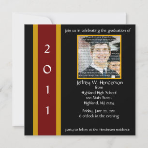 Maroon & Gold School Afstuderen Uitnodiging